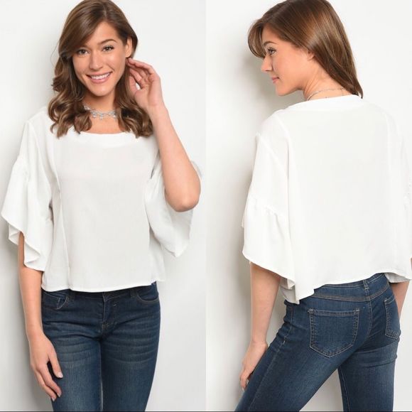 Flutter sleeve off white blouse - Picture 1 of 1